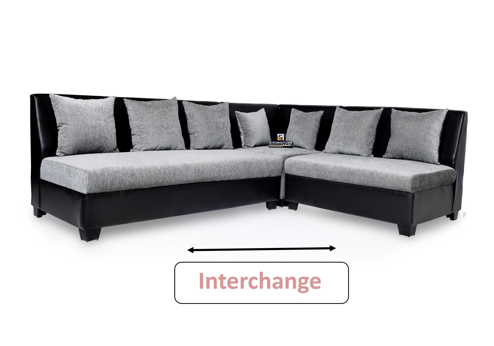 ModernoLux | Sienna Chaise Sectional Compact Sofa, Charcoal Gray