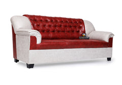 E-Furniture | Crimson Comfort Three-Seater Sofa, Ruby Red & Ash Grey