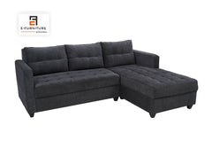 E-Furniture | NeemNest Upholstered L-Sectional, Charcoal Grey