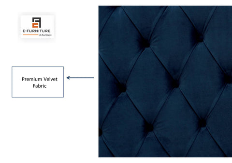 E-Furniture | Athena Royale Upholstered King Size Bed, Midnight Blue