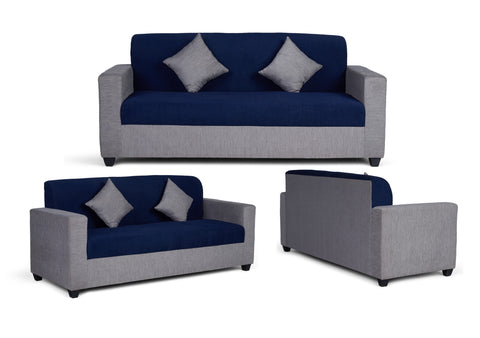 E-Furniture | Urban Chic 3+1+1 Seater, Graphite Gray & Blue