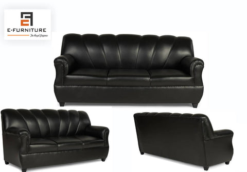 Arica Sofa Pack for Living room In black leatherrette