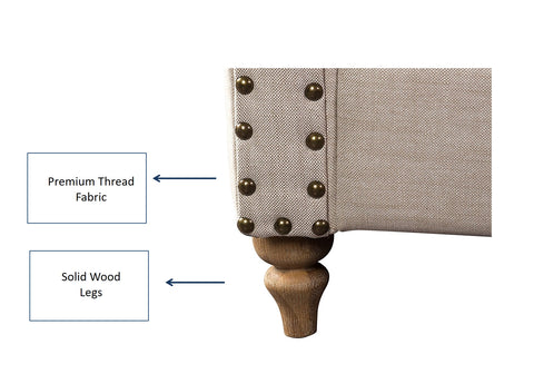 E-Furniture | Cambridge Luxe Upholstered Queen Size Bed, Antique Beige