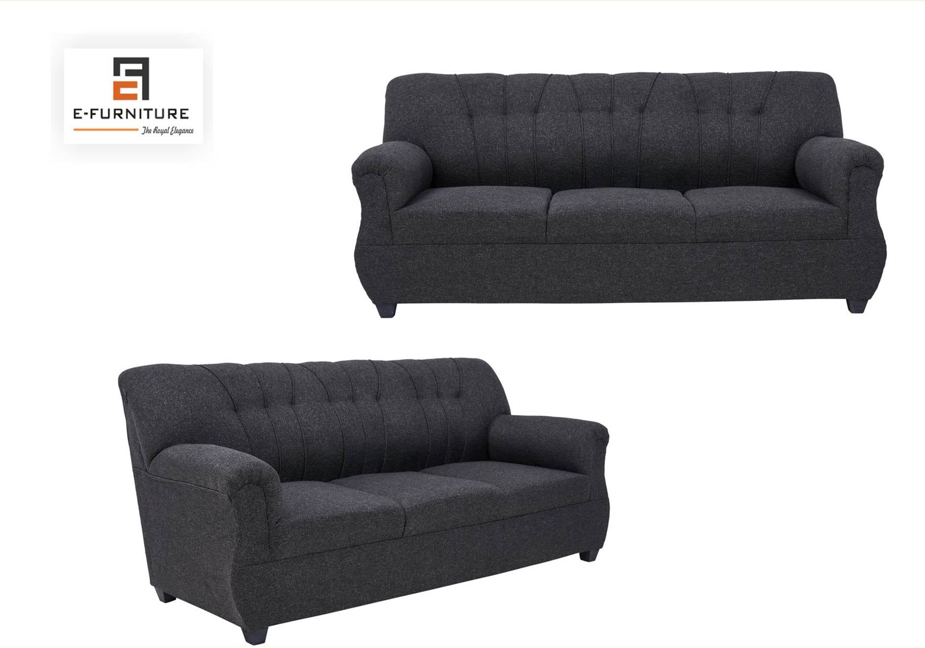 E-Furniture | Midnight Majesty 3+1+1 Seater, Dark Elegance