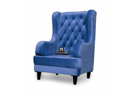 E-Furniture | Azure Dreamweaver Upholstered Wing Chair, Royal Blue