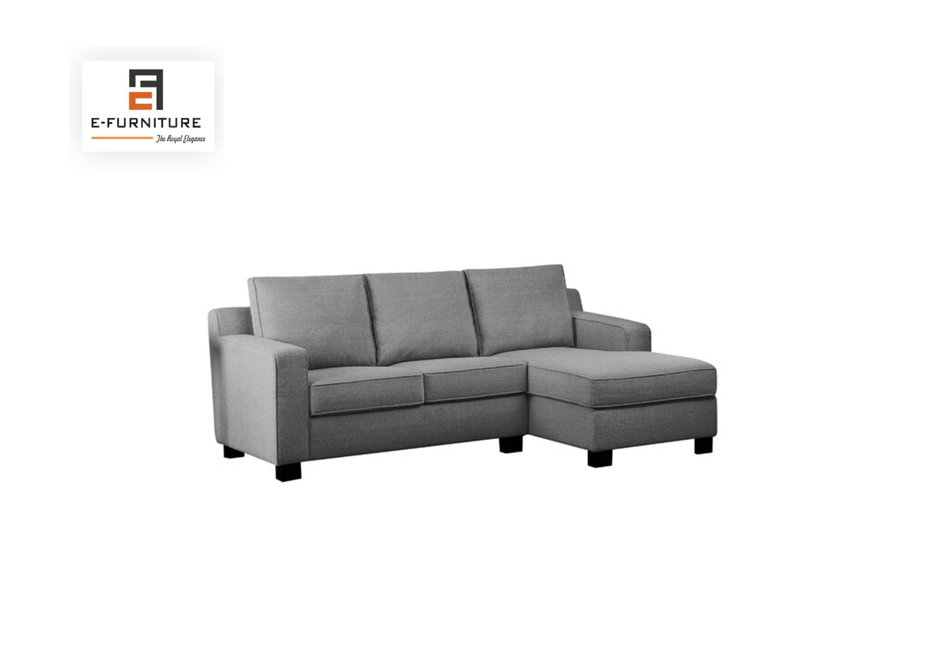 E-Furniture | Silhouette L-Shaped Sectional, Chaise Left, Soft Gray