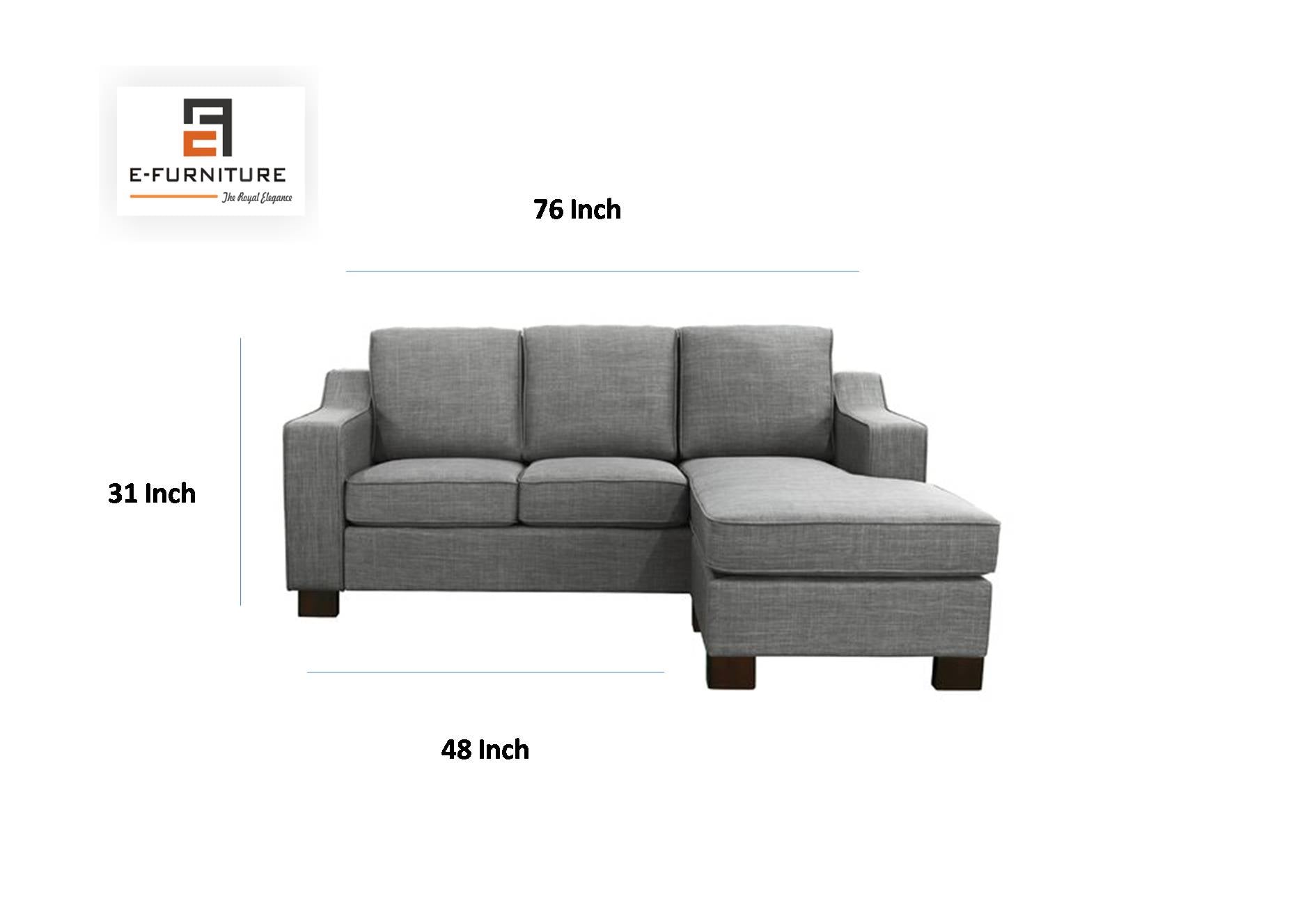 E-Furniture | Silhouette L-Shaped Sectional, Chaise Left, Soft Gray