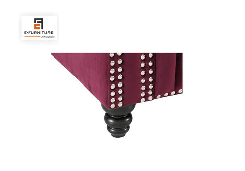 E-Furniture | Royale Maroon Chaise Sectional, Opulent, Burgundy Velvet
