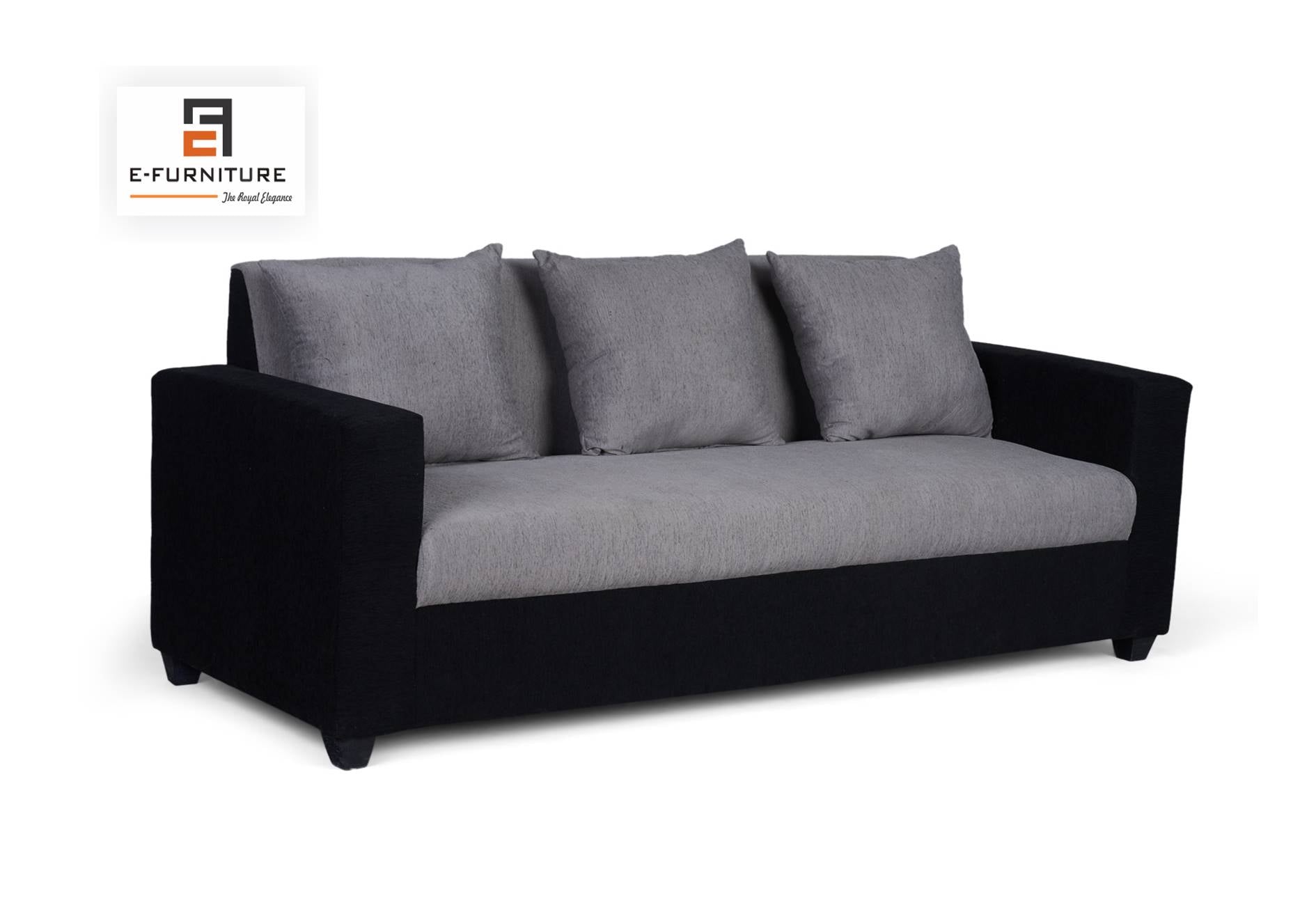 Aerin Black and Silver SofaCouch by E-furniture