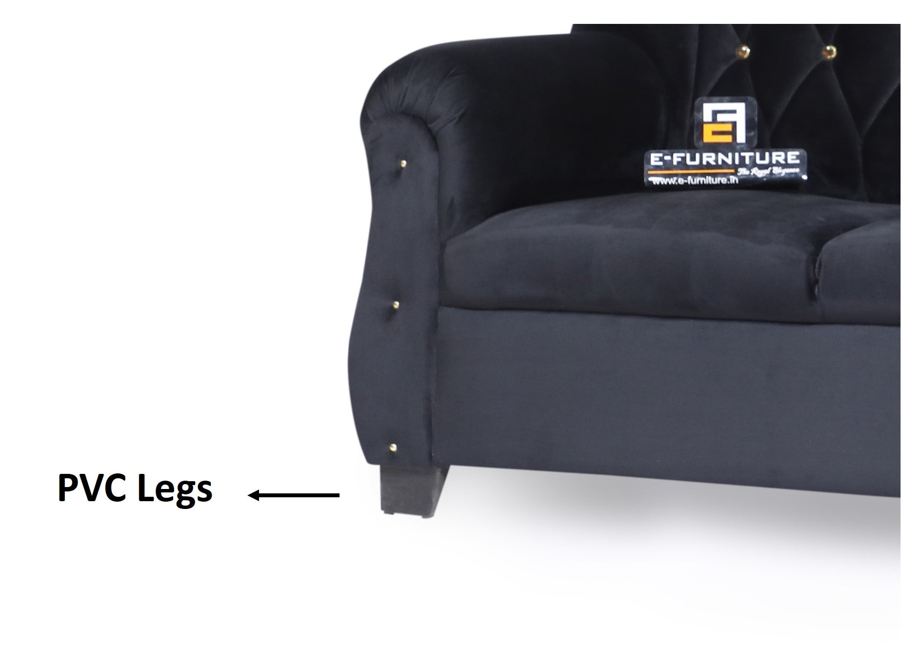 E-Furniture | Majestic Noir Chesterfield Upholstered Two-Seater Sofa, Onyx Black