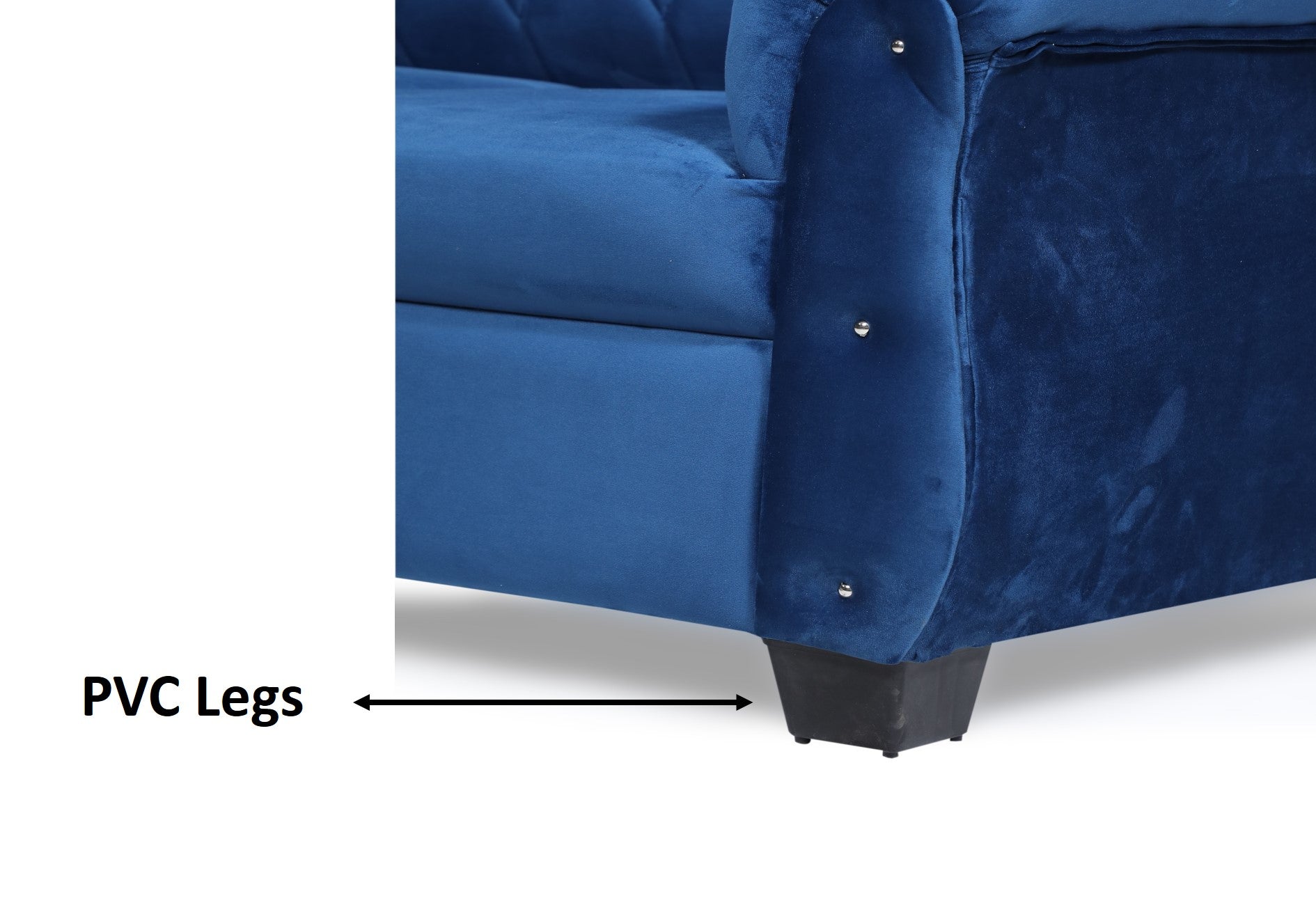 E-Furniture | Majestic Noir Chesterfield Upholstered Two-Seater Sofa, Onyx Blue