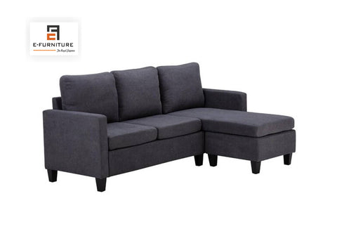 E-Furniture | Modern Harmony L-Shaped Sectional Sofa, Graphite Grey