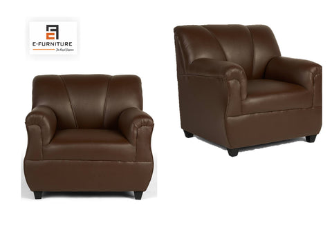 E-Furniture | Sienna Comfort 3+1+1 Seater, Rich Brown Leatherette