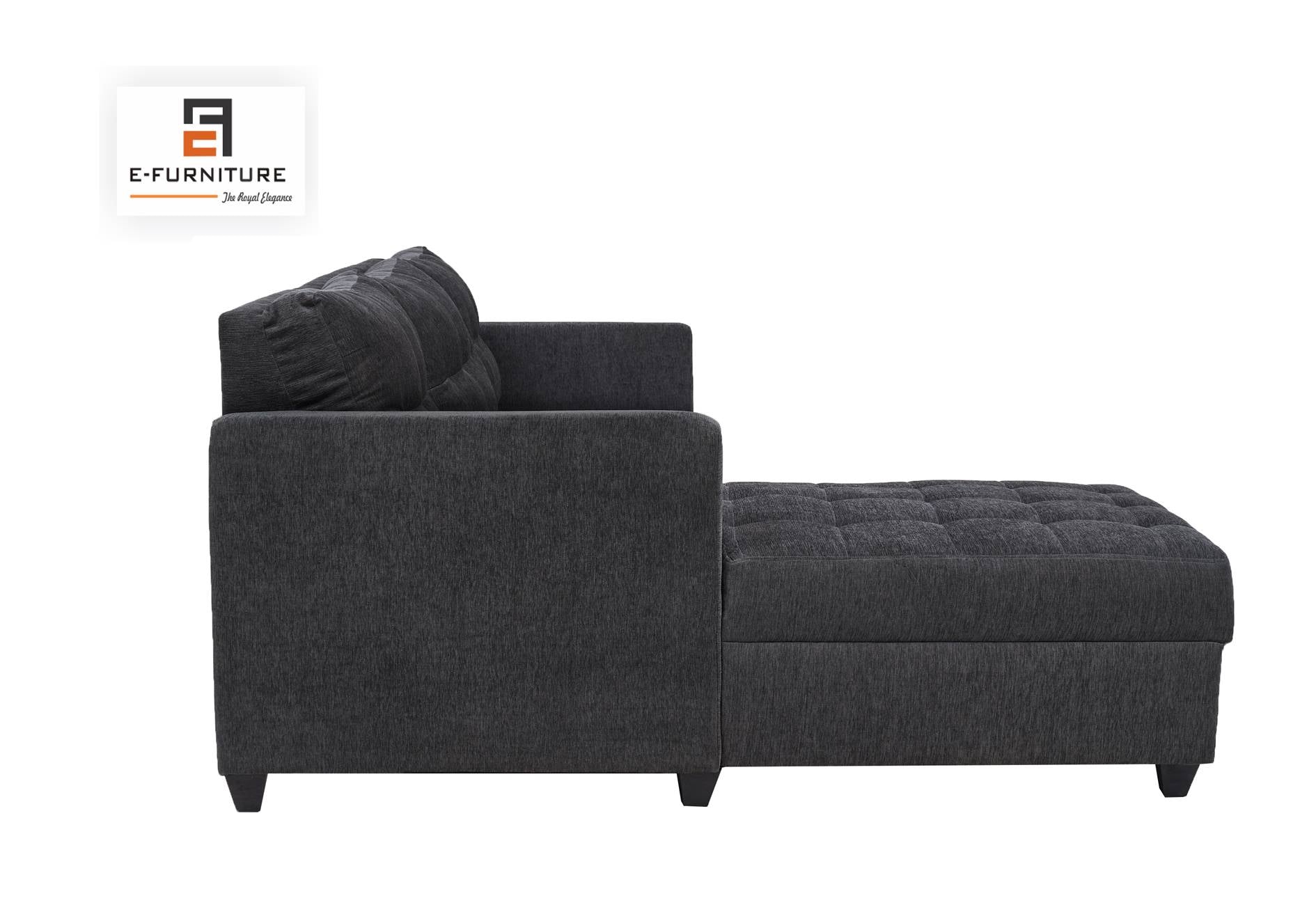 E-Furniture | Serenity Haven RHS L-Sectional, Slate Black