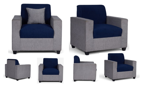 E-Furniture | Urban Chic 3+1+1 Seater, Graphite Gray & Blue
