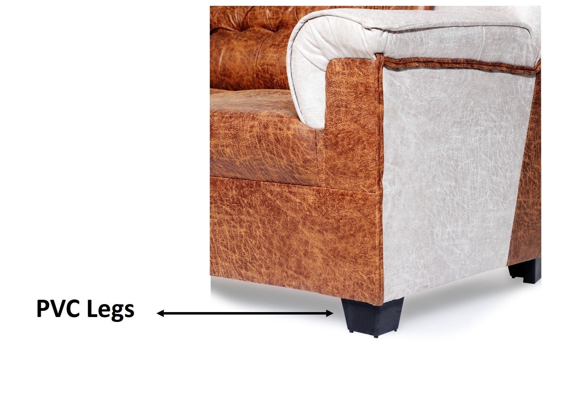 Royal Chesterfield Sofa – Brown Leatherette (by E-Furniture)