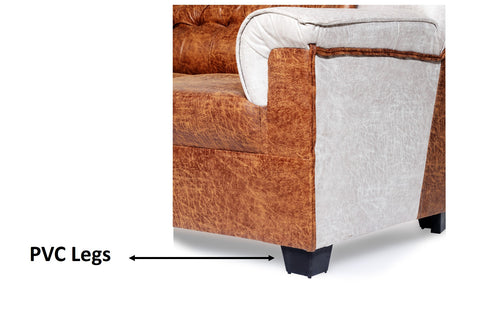 Royal Chesterfield Sofa – Brown Leatherette (by E-Furniture)