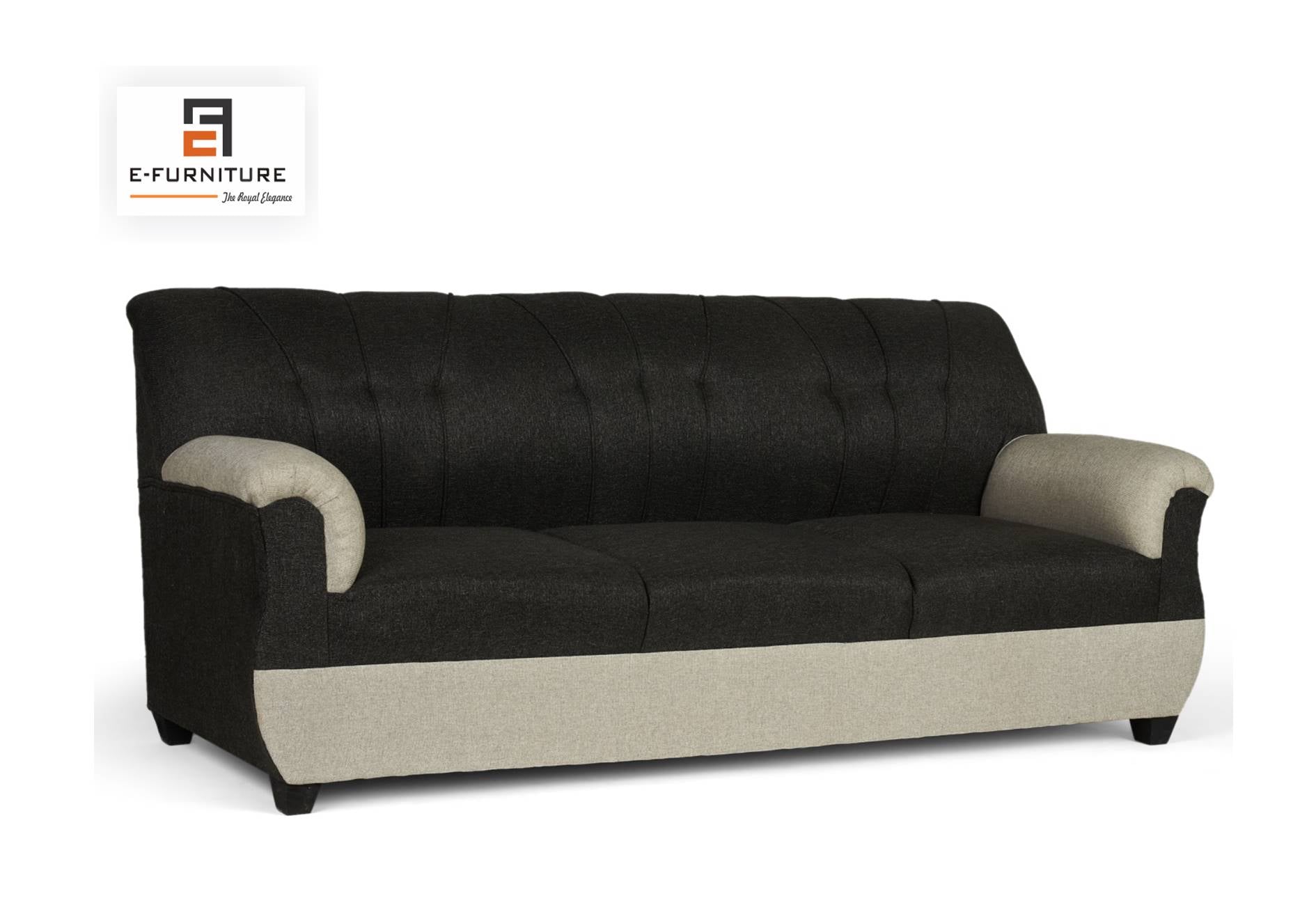 E-Furniture | Eleganza Two-Tone Tufted Sofa, Classic Gray & Charcoal