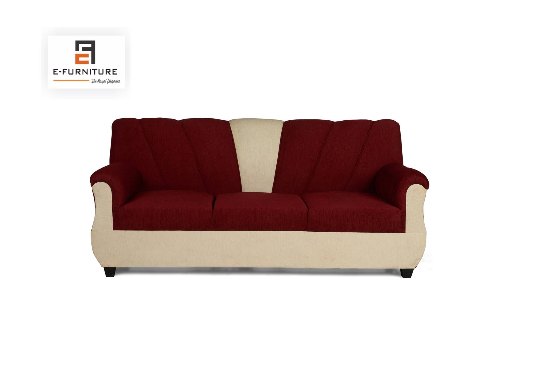 E-Furniture | Crimson Cloud Two-Tone Sofa, Ruby & Pearl