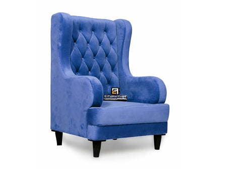 E-Furniture | Azure Dreamweaver Upholstered Wing Chair, Royal Blue