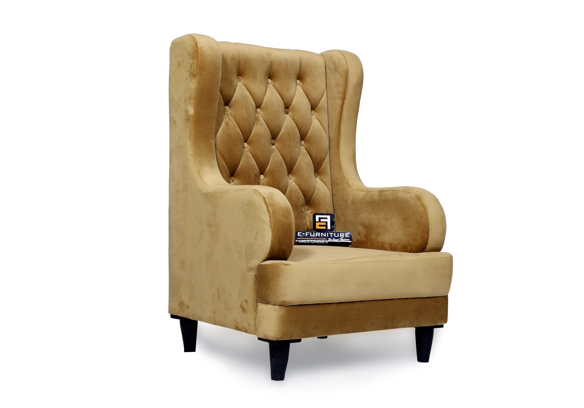 E-Furniture | Aurelia Majestic Upholstered Wing Chair, Golden Yellow