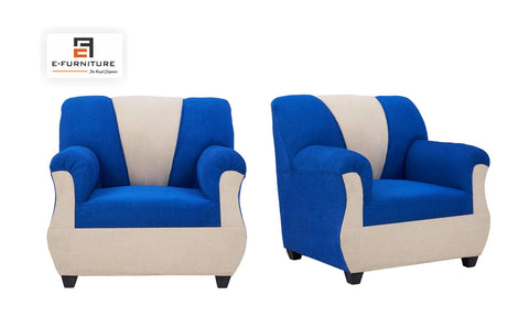 E-Furniture | Coastal Charm 3+1+1 Seater, Blue & White