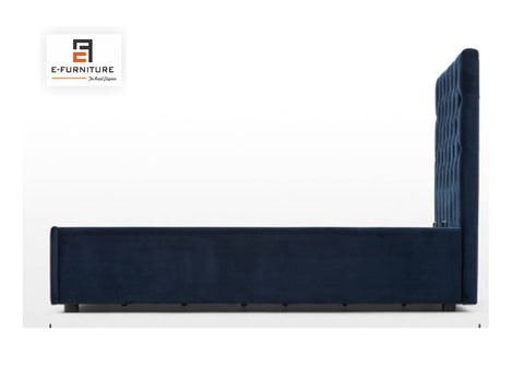 E-Furniture | Athena Royale Upholstered King Size Bed, Midnight Blue