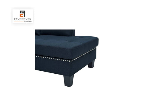 E-Furniture | Opulent Onyx Sectional Sofa with Chaise, Charcoal Black