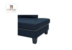 E-Furniture | Opulent Onyx Sectional Sofa with Chaise, Charcoal Black