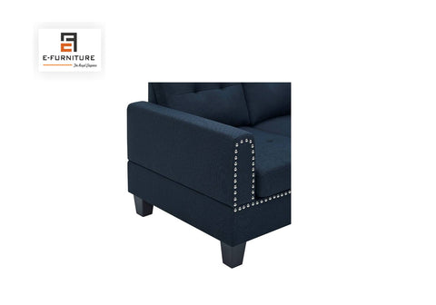 E-Furniture | Opulent Onyx Sectional Sofa with Chaise, Charcoal Black