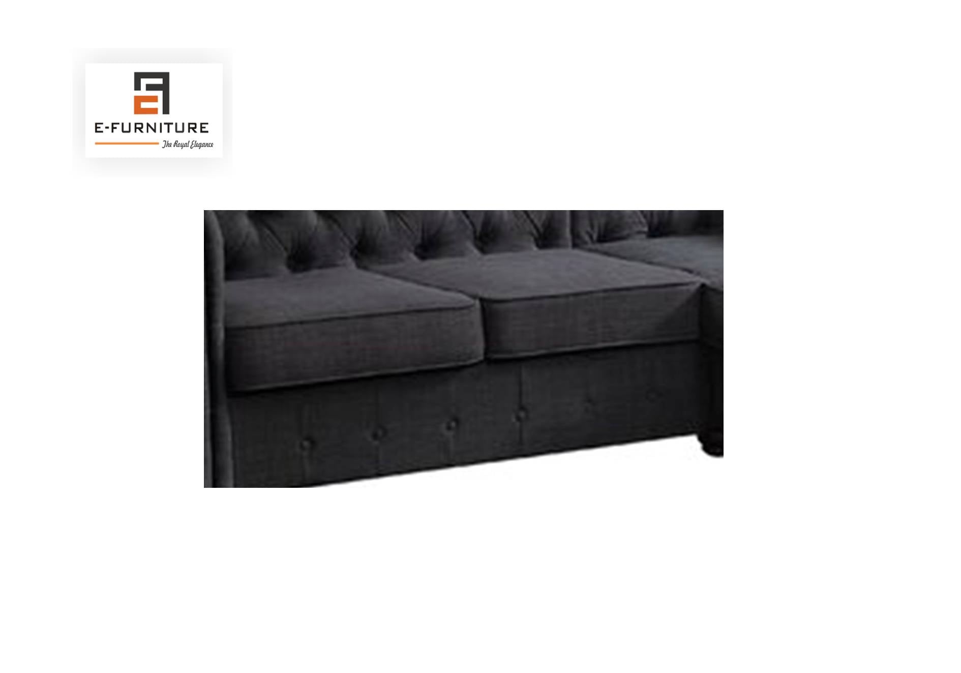 E-Furniture | Chesterfield Elegance L-Shaped Sectional, Chaise Left, Velvet Black