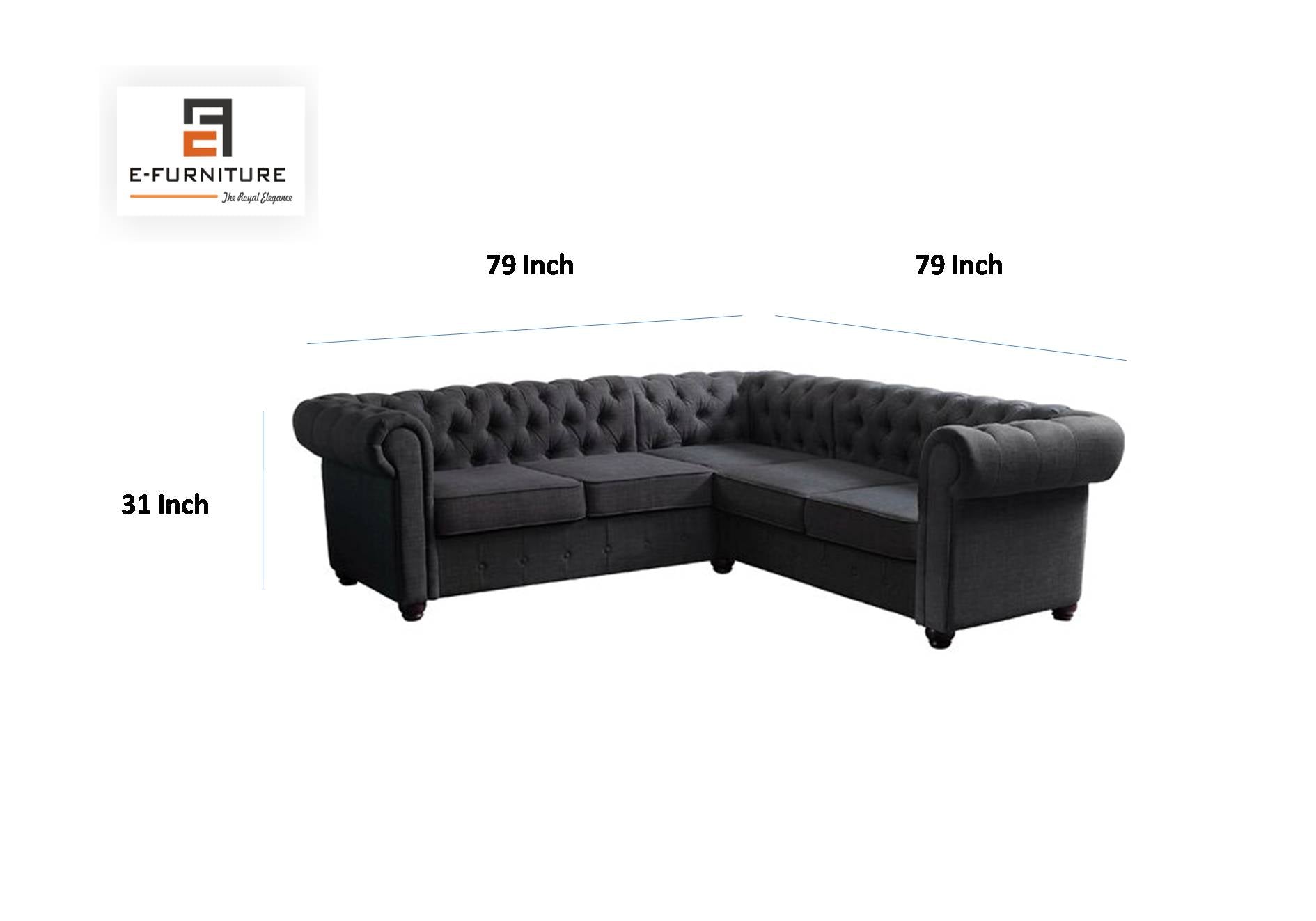 E-Furniture | Chesterfield Elegance L-Shaped Sectional, Chaise Left, Velvet Black