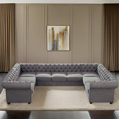 E-Furniture | Modern Elegance U-Shaped Sectional, Plush Grey