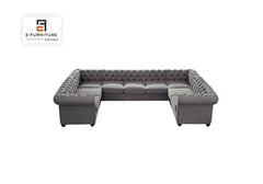 E-Furniture | Modern Elegance U-Shaped Sectional, Plush Grey