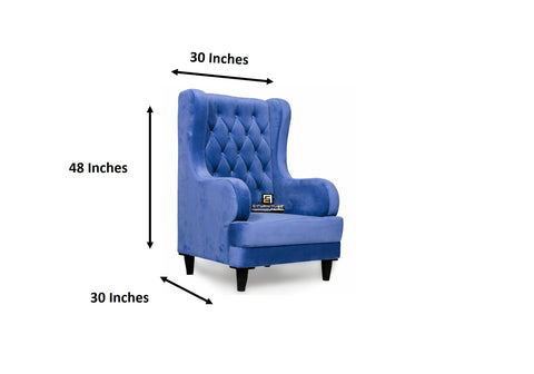 E-Furniture | Azure Dreamweaver Upholstered Wing Chair, Royal Blue