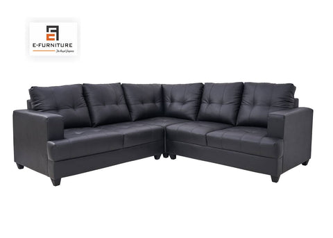E-Furniture | Vittoria L-Shaped Sectional, Grand, Onyx Black