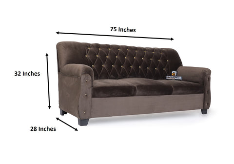 E-Furniture | Vintage Charm Tufted Sofa, Espresso Elegance