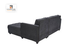 E-Furniture | NeemNest Upholstered L-Sectional, Charcoal Grey