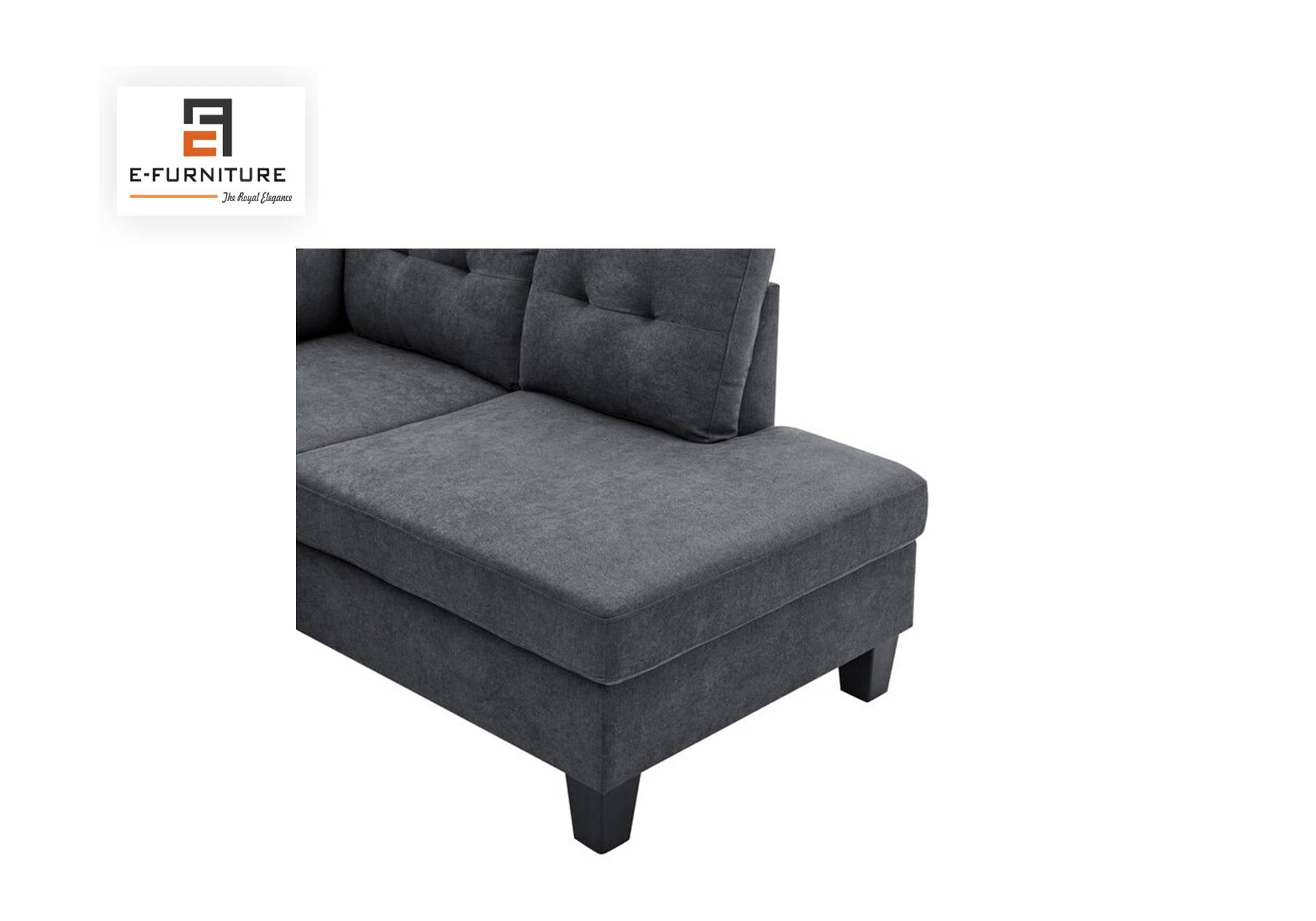 E-Furniture | MetroFlex Slimline Chaise Sectional, Slate Gray