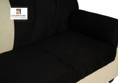 E-Furniture | NoirStripe Modern Sofa, Sleek Black & Cream