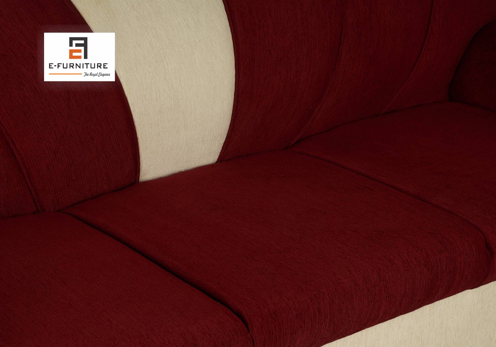 E-Furniture | Crimson Cloud Two-Tone Sofa, Ruby & Pearl