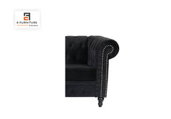 E-Furniture | Noir Elegance Chesterfield Sectional Sofa, Midnight Black