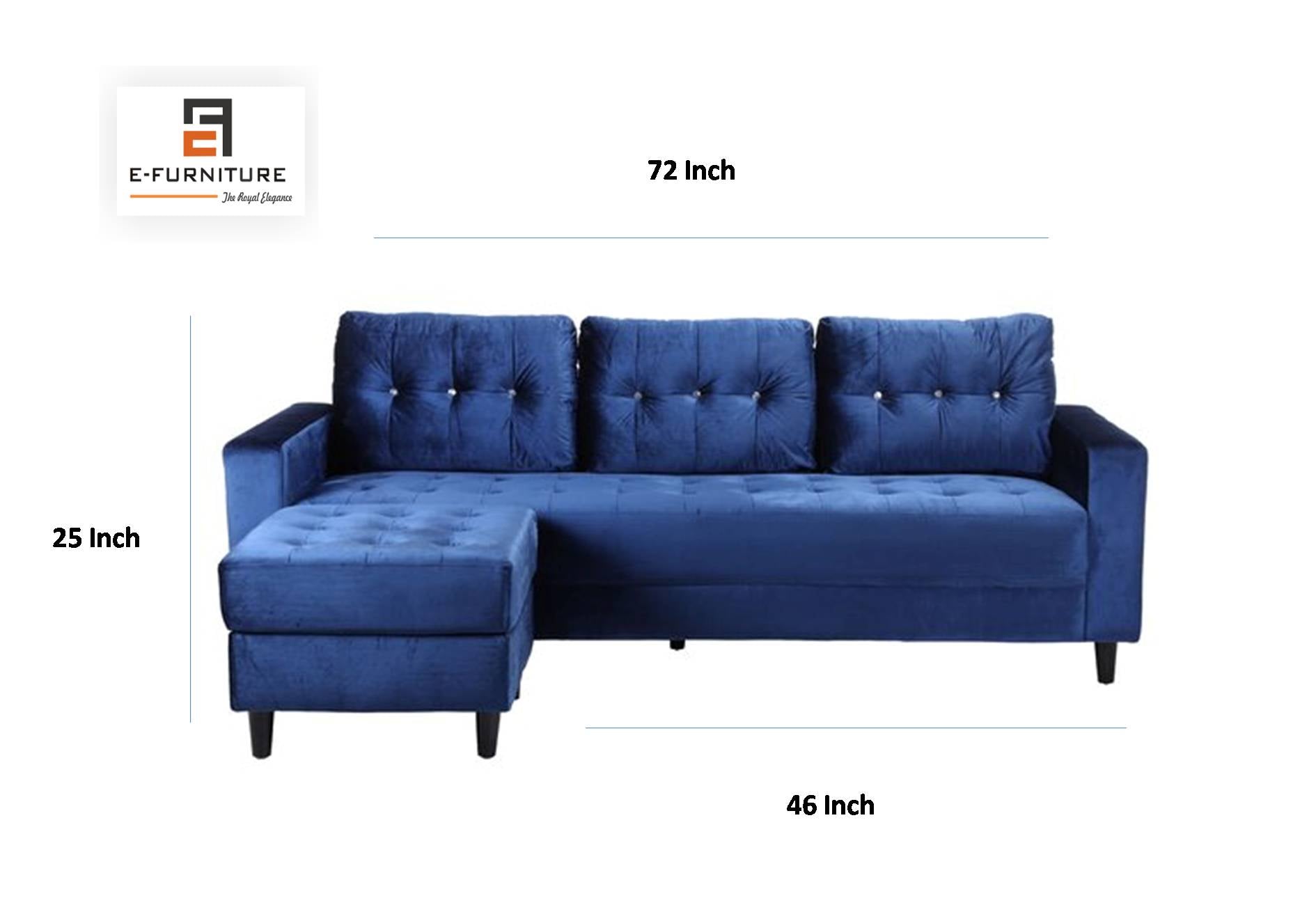 E-Furniture | Azure Serenity Sectional, Chaise Left, Tufted Blue