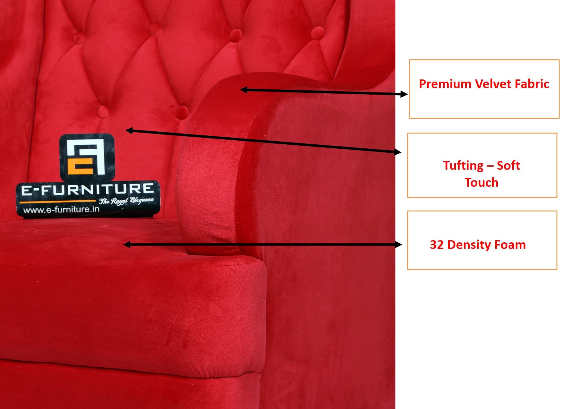 E-Furniture | Azure Dreamweaver Upholstered Wing Chair, Royal Red