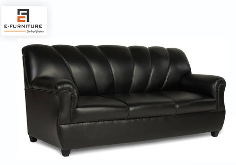 Arica Sofa Pack for Living room In black leatherrette