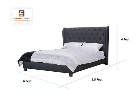 E-Furniture | Neemwood Classic Queen, Dark Charcoal Gray