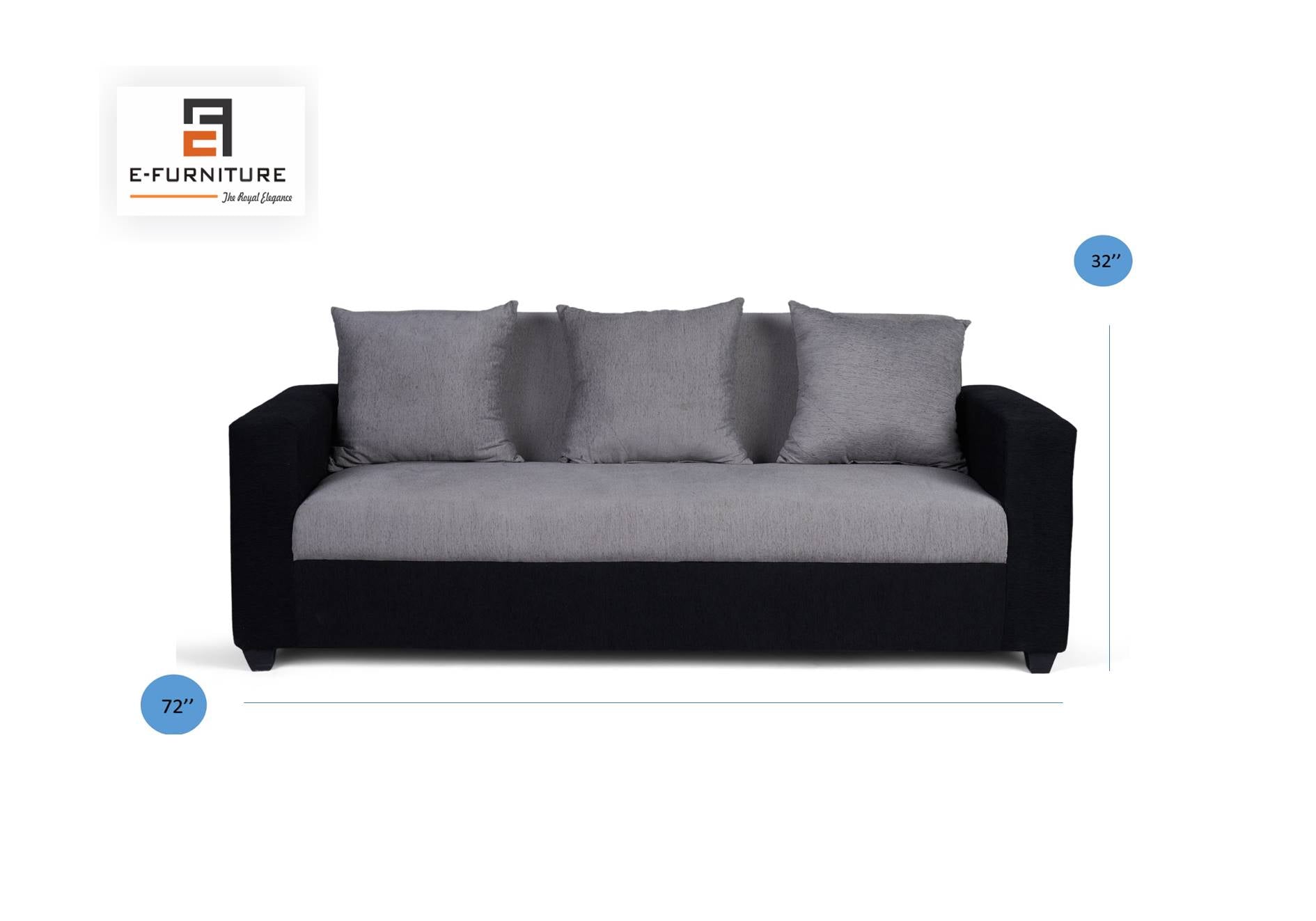 Aerin Black and Silver SofaCouch by E-furniture