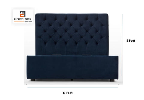 E-Furniture | Athena Royale Upholstered King Size Bed, Midnight Blue