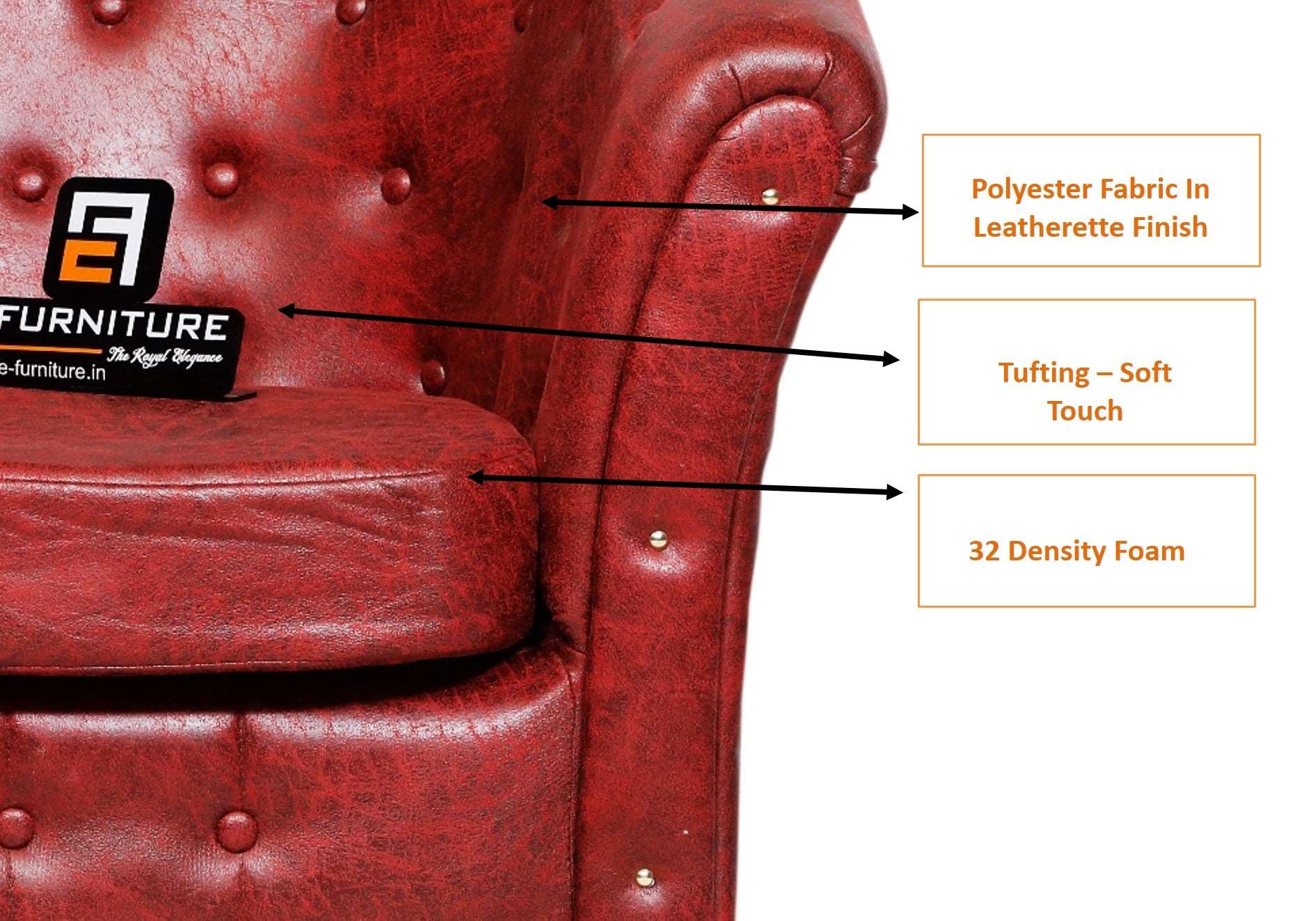 E-FURNITURE Justino chair in cherry Red color