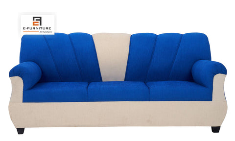 E-Furniture | Coastal Charm 3+1+1 Seater, Blue & White